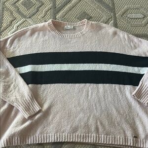 Women's Pink and Black Striped Sweater